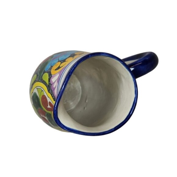 Hand-Painted Mexican Talavera Pottery Pitcher - Colorful Floral Design Singed Pi - Picture 7 of 11